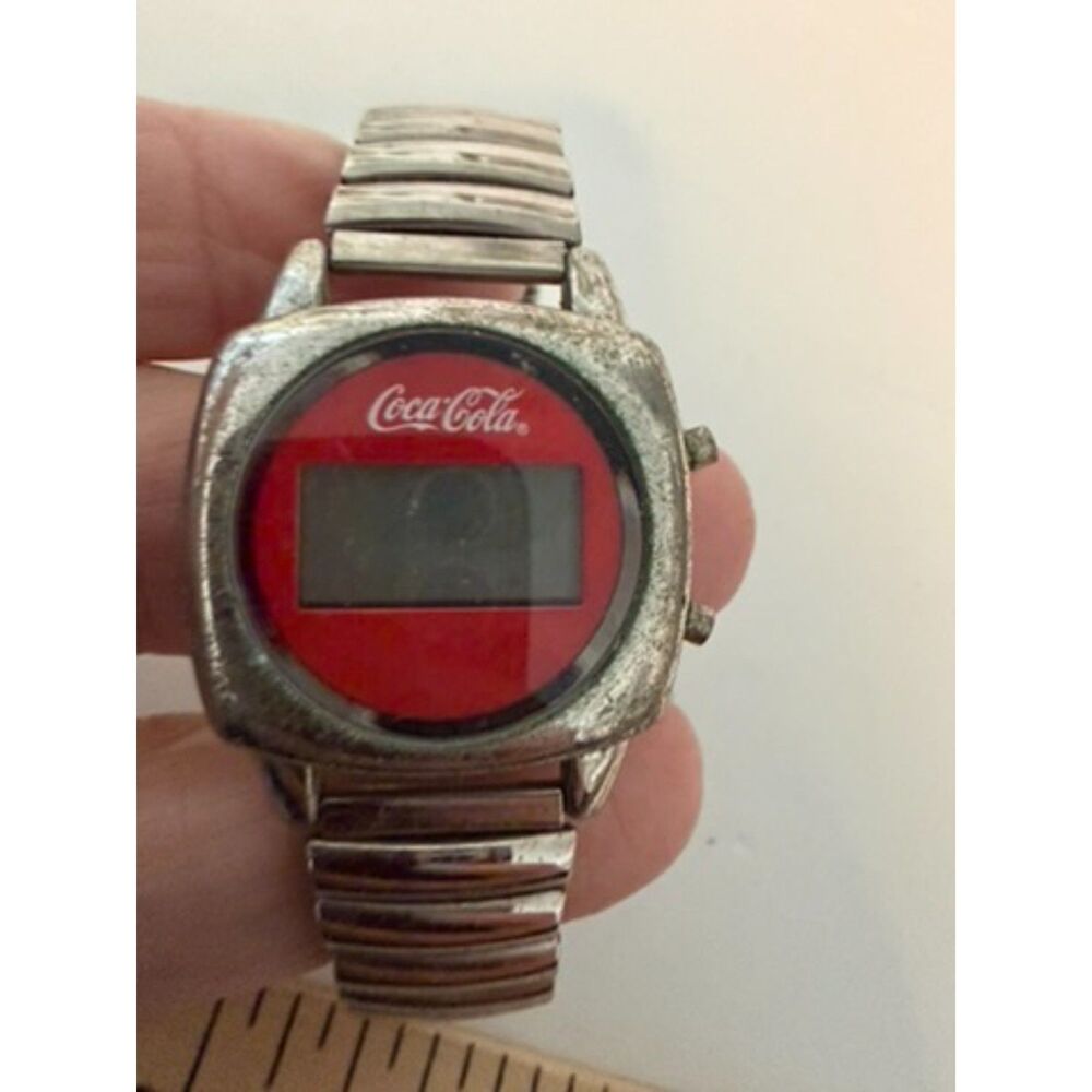 2000 Coca cola digital watch silver band